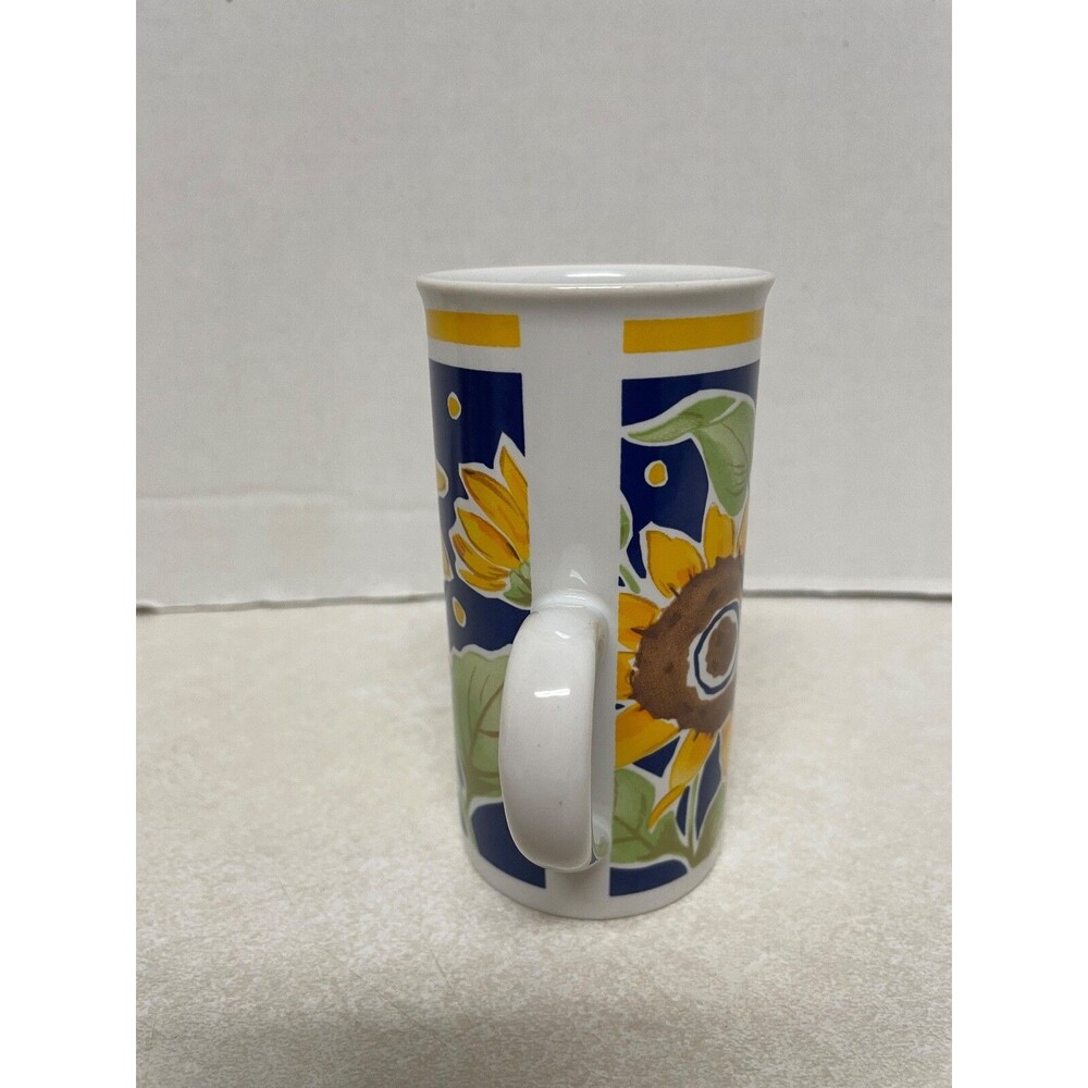 GANZ Vintage  4 Espresso Cappuccino Ceramic Cups Flower Design 5oz. Sunflower - Picture 5 of 6